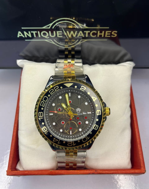 Two-Tone Skeleton Watch ( with rotating dial)